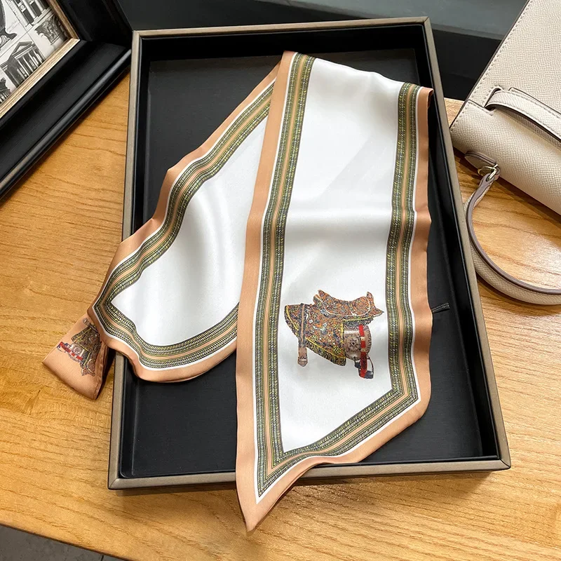 Retro Print Skinny Silk Scarfs - Women Bags For Office ulasan dan harga